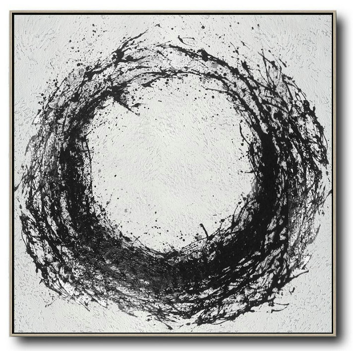 Handmade Large Contemporary Art,Oversized Minimal Black And White Painting